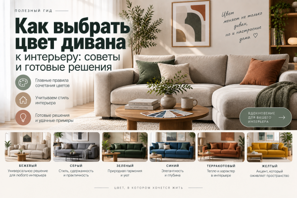 Как выбрать цвет дивана к интерьеру: советы и готовые решения